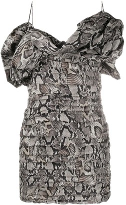 Magda Butrym Snakeskin-Print Ruffle Dress
