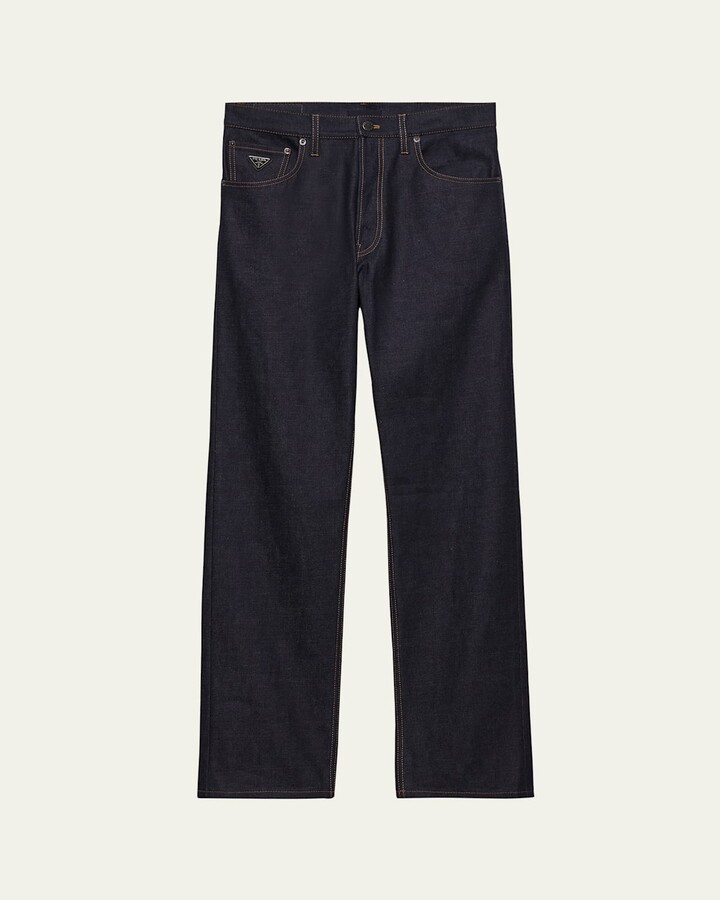 Prada Men's Raw Denim Straight Leg Jeans