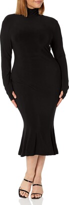 Norma Kamali Women's Long Sleeve Turtle Fishtail Dress to Midcalf Cocktail