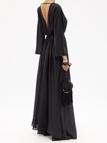 Thumbnail for your product : Fil De Vie Prosperina Plunge-neck Silk-habotai Maxi Dress - Black