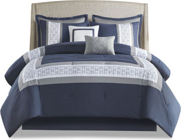 BOAIXINGFAN 8 Piece Embroidered Comforter Set White Queen