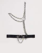 Thumbnail for your product : ASOS Design DESIGN chain and ring waist belt with cross body chain harness detail