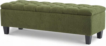 Boucle Upholstered Bench with Rubber Wood Legs,
