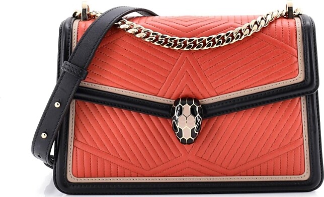 Pre-Owned Bvlgari Small Serpenti Forever Shoulder Bag Quilted Leather