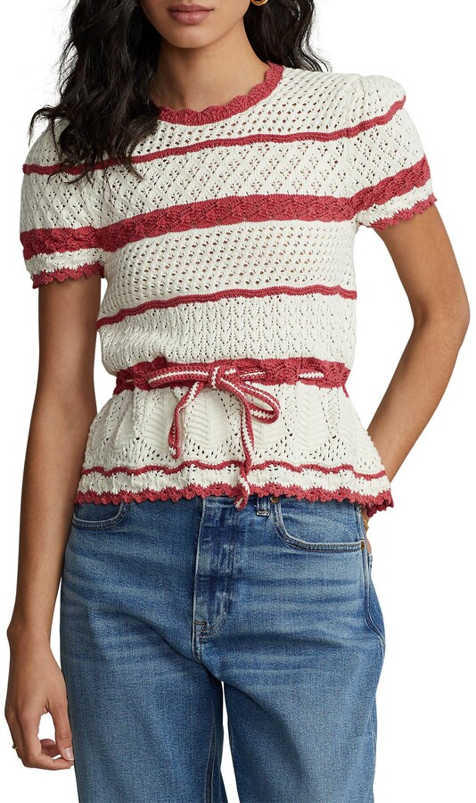 Polo Ralph Lauren Stripe Short Sleeve Sweater - ShopStyle