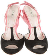 Thumbnail for your product : Miu Miu Satin Slingback Wedge Sandals