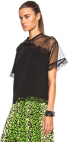 Thumbnail for your product : Christopher Kane Mesh & Lace Cut Away Cotton Top