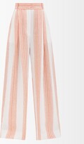 Thumbnail for your product : Three Graces London Molly Striped-linen Wide-leg Trousers
