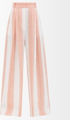Three Graces London Molly Striped-linen Wide-leg Trousers