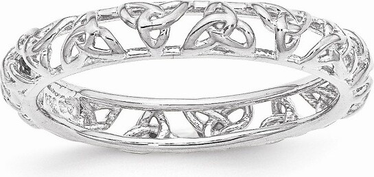 Black Bow Jewelry Co. BlackBowJewelryRhodiumPlatedSterlingSilverStackable3.5mmCelticKnotBandSize9