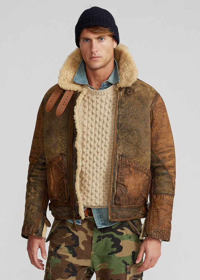 polo shearling bomber jacket