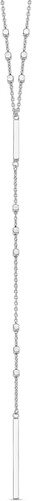 Zales Bead Station Vertical Bar Drop “Y” Necklace in Sterling Silver - 23”