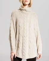 Thumbnail for your product : Halston Sweater - Oversized Turtleneck Cable Stitch Wool