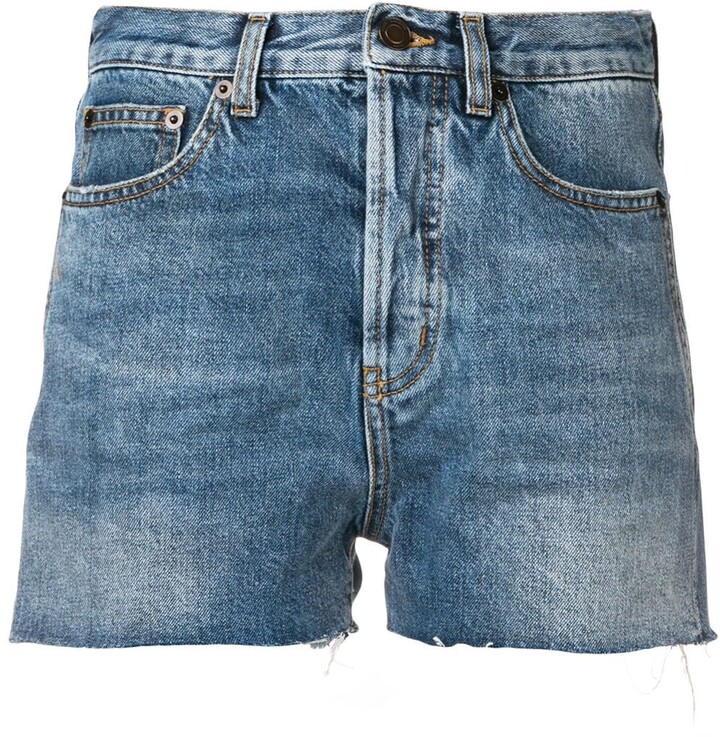 Saint Laurent FrayedEdge Denim Shorts ShopStyle Jeans