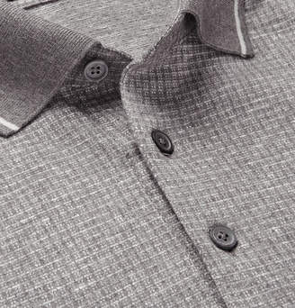 Ermenegildo Zegna Contrast-tipped Cotton And Linen-blend Polo Shirt - Gray