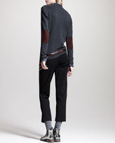 Thumbnail for your product : Brunello Cucinelli Cashmere Crewneck Elbow-Patch Sweater