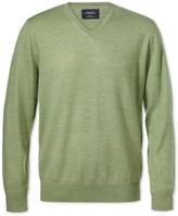 Thumbnail for your product : Light Green Merino Wool V-Neck Sweater Size Large by Charles Tyrwhitt