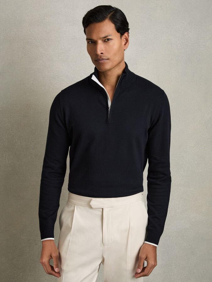 Reiss Cotton-blend Half-zip Jumper