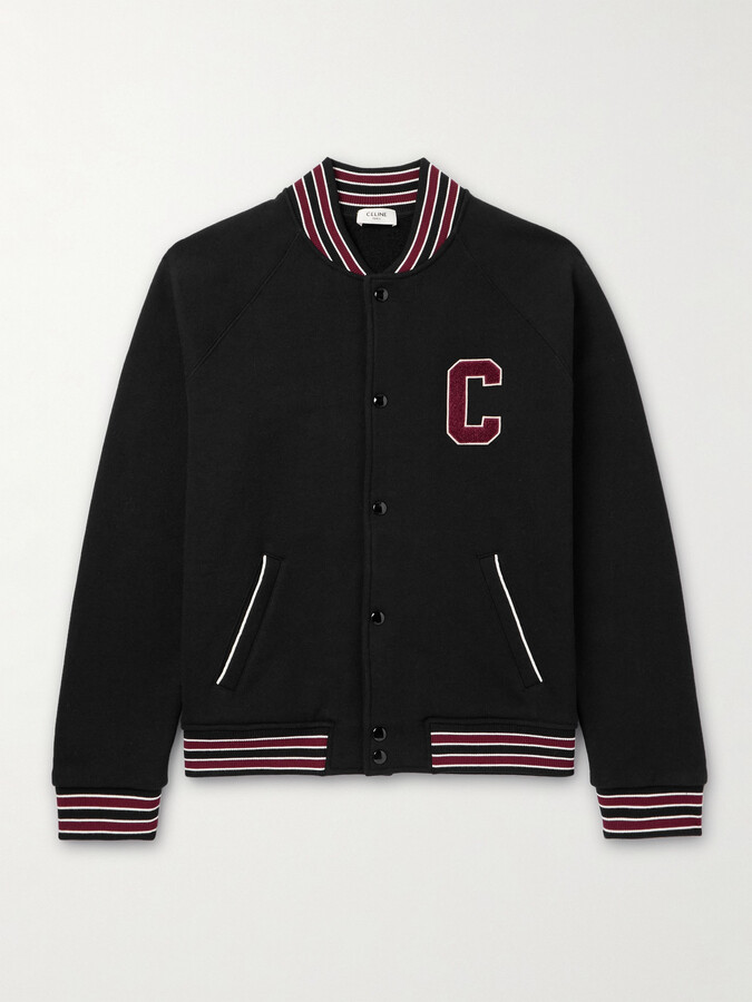 Celine Homme Teddy LogoAppliquéd CottonJersey Varsity Jacket ShopStyle