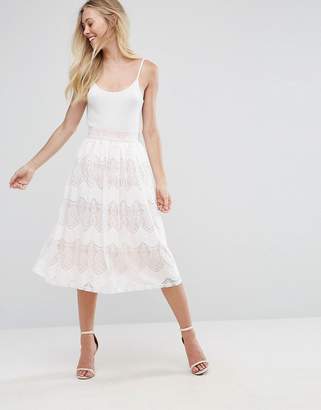 Oh My Love Lace Pleated Midi Skirt