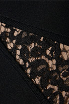 Thumbnail for your product : Elie Saab Lace-trimmed Stretch-knit And Chiffon Gown - Black