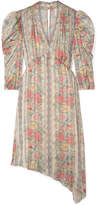 Thumbnail for your product : Anna Sui Whisper Rose Floral-print Asymmetric Satin Dress - Pink
