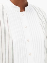 Thumbnail for your product : Marina Moscone Striped Cotton-blend Tunic Shirt - White Stripe