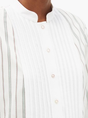 Marina Moscone Striped Cotton-blend Tunic Shirt - White Stripe