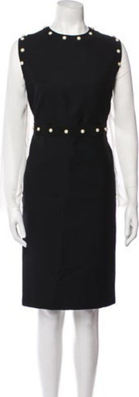 Gucci Wool Shift Dress From the 2016 Collection by Alessandro Michele Black Interlocking G Logo Sleeveless with Crew Neck Concealed Zip Closure at Back Designer