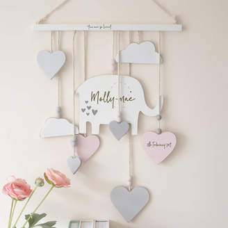 The Letteroom Personalised Wooden Elephant Wall Mobile