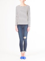 Thumbnail for your product : Petit Bateau White and Navy Marine Stripe Tee