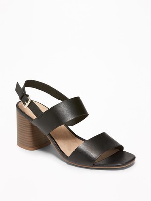 navy leather block heel sandals