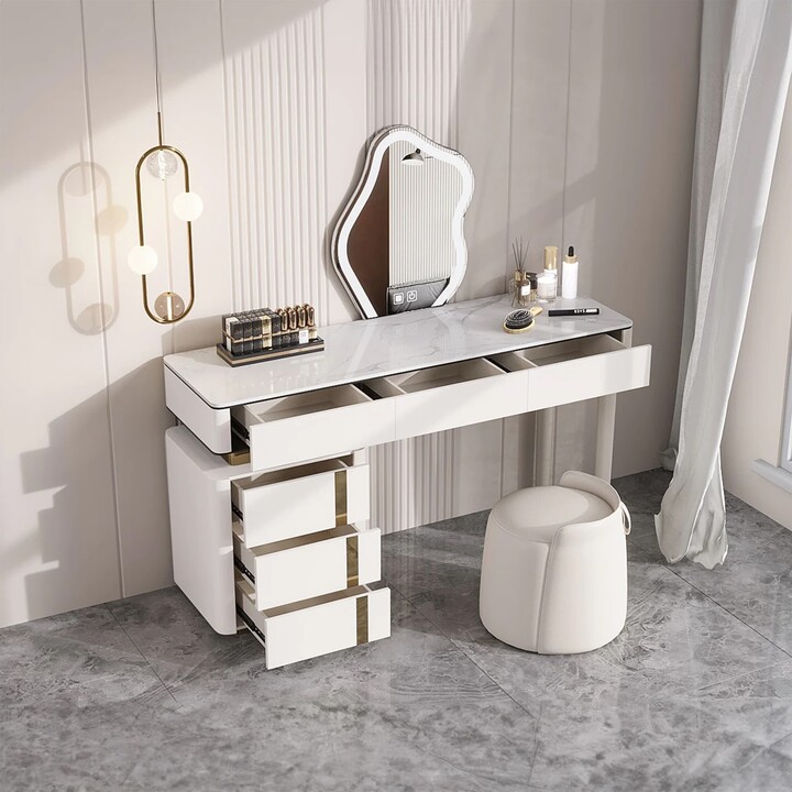 Sunmory Modern Vanity Table Set, Lustrous Marble Top