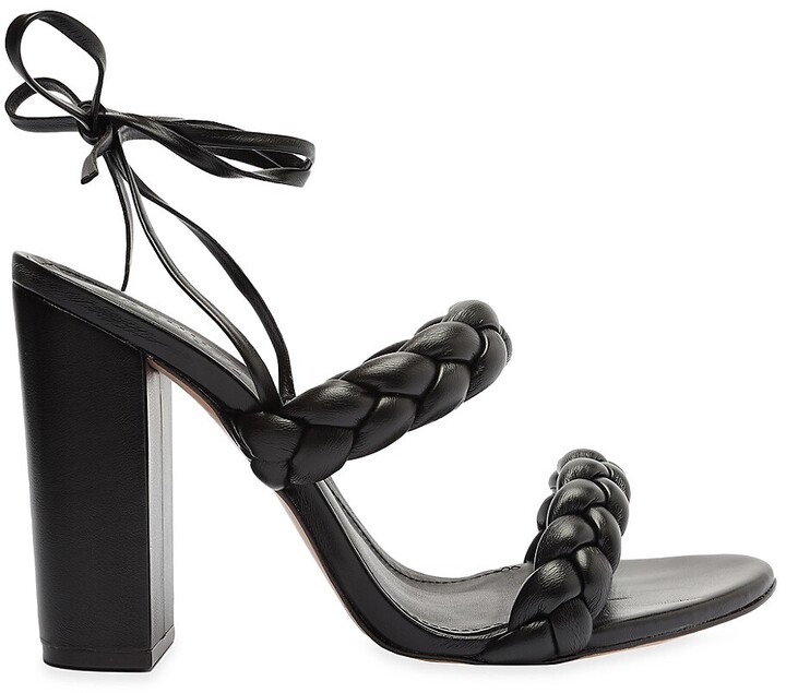 Black Block Heel Lace Up Sandals | ShopStyle