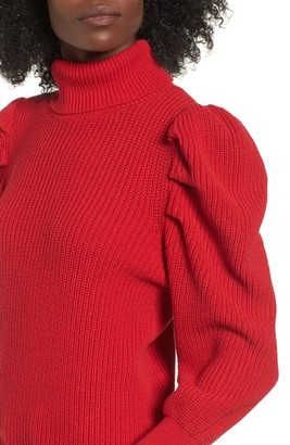 Leith Women's Puff Sleeve Turtleneck Sweater