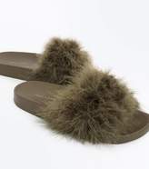 Thumbnail for your product : New Look Khaki Feather Strap Sandals