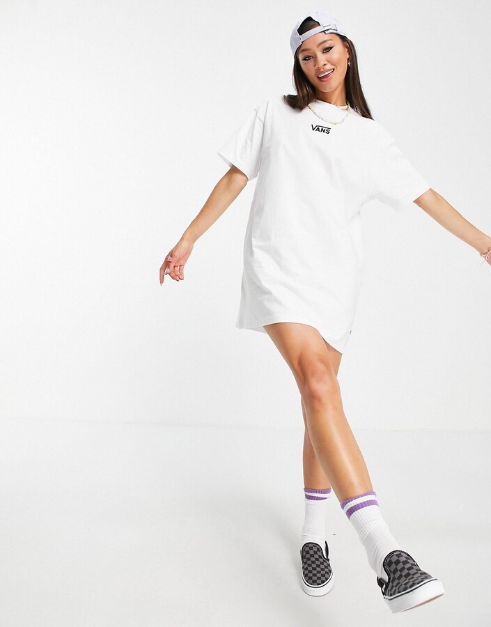 Vans Center V T-shirt dress in white - ShopStyle