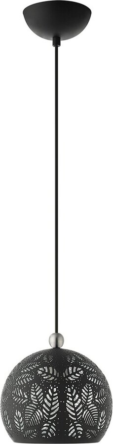 Livex Lighting 1-Light Black With Brushed Nickel Accents Pendant