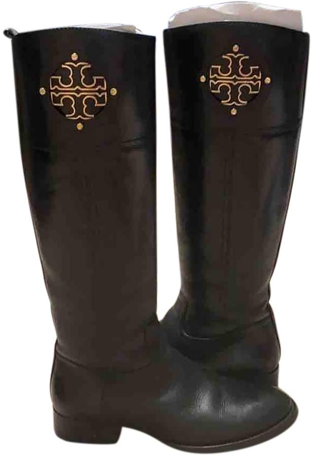 tory burch black leather boots