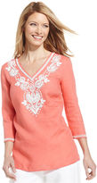 Thumbnail for your product : Charter Club Petite Three-Quarter-Sleeve Beaded Linen Tunic