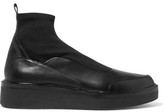 Thumbnail for your product : DKNY Karen Stretch Knit-Paneled Leather Ankle Boots