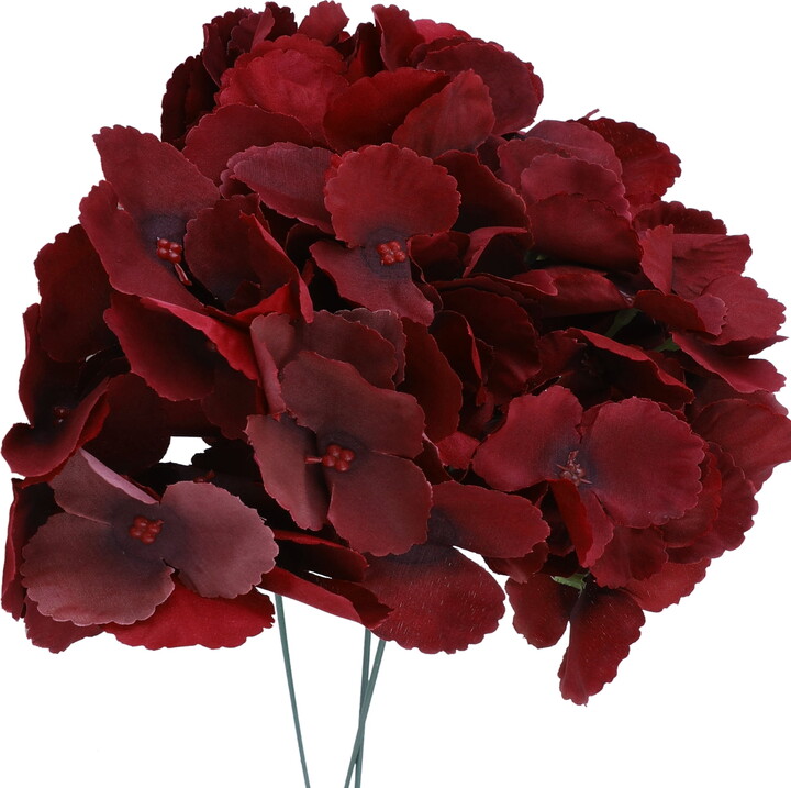Unique Bargains 6 Pcs Fake Hydrangea Flowers Bouquets Artificial Silk Flowers Burgundy