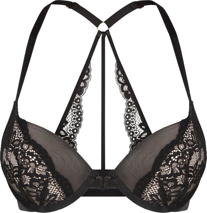 Ann Summers Sexy Lace Planet Open Front Bra with Lace Padded Cups and Racer  Back Straps - Push Up Bra - Front Fastening Bra - Black - ShopStyle