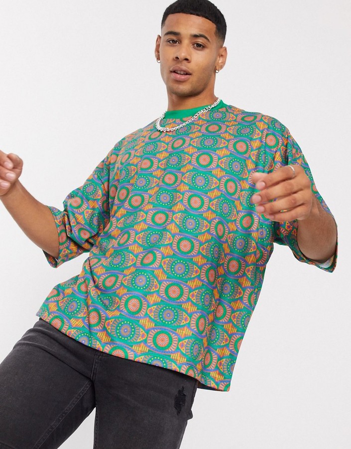 Fseason-Men Long-Sleeve Pullover Tribal Print Linen Blouse T-Shirt Tops 