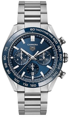 Tag Heuer Carrera 44MM Stainless Steel & Ceramic Bracelet Automatic Tachymeter Date Chronograph Watch