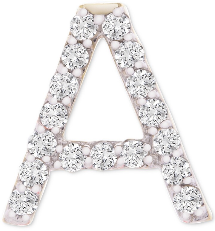 Wrapped Diamond Initial Single Stud Earring (1/20 ct. t.w.) in 14k Gold Created for Macy's - A