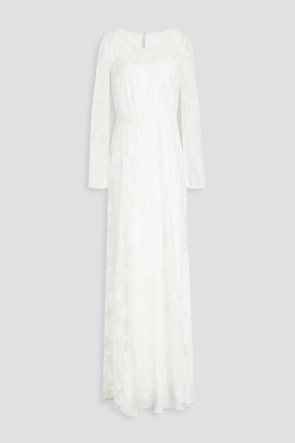 ML Monique Lhuillier Gathered embroidered tulle gown