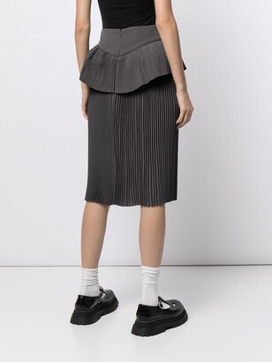 SHUSHU/TONG Pleated Peplum Midi-Skirt