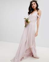 Thumbnail for your product : TFNC Tall Cold Shoulder Wrap Maxi Bridesmaid Dress With Fishtail