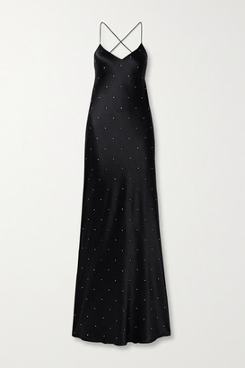 Mason by Michelle Mason Open-back Crystal-embellished Silk-satin Gown - Black